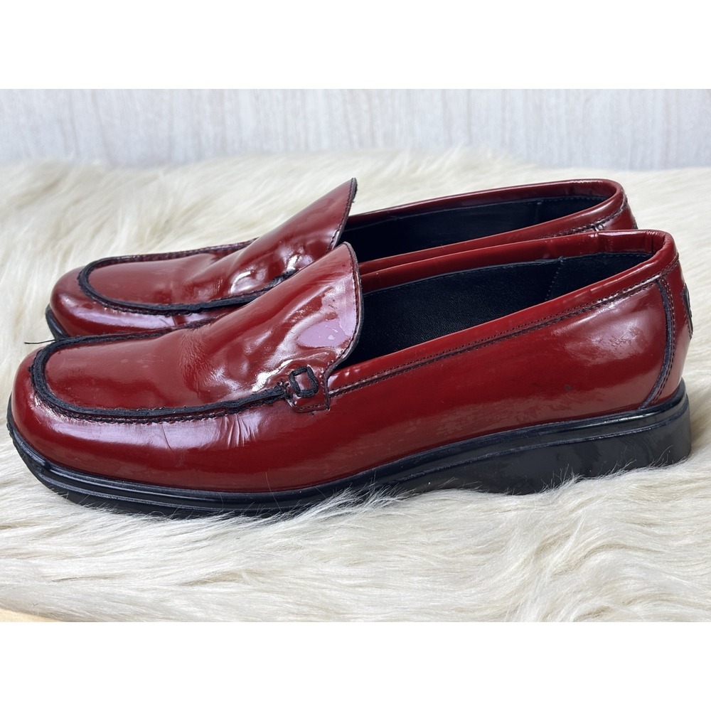Coach Rita Loafer 8.5 Red Patent Leather Italy Square Toe Y2K Preppy Chic - Picture 2 of 9